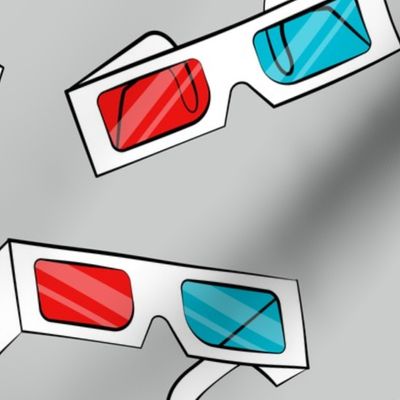 (jumbo scale) 3D glasses on grey