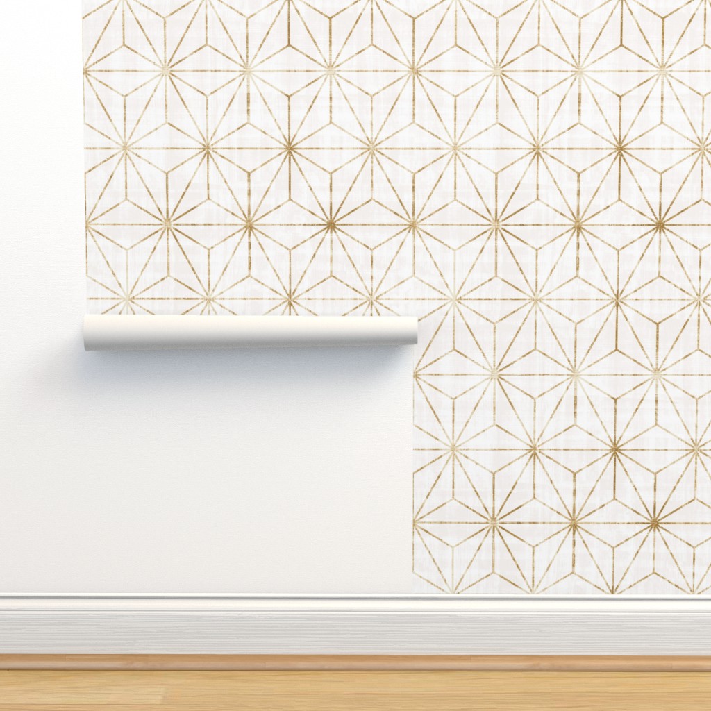 Star Geo White + gold Wallpaper | Spoonflower