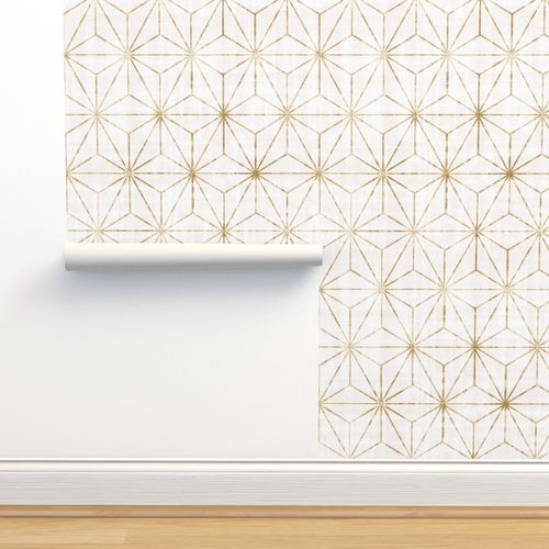 Removable Water-Activated Wallpaper Retro Star Vintage Geometric Nursery Geo