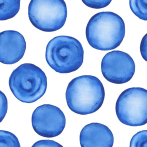 LARGE watercolor blue dots pattern 