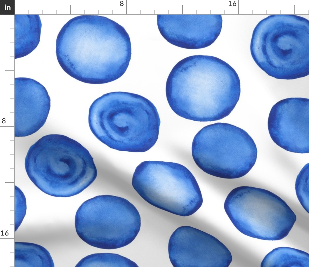 LARGE watercolor blue dots pattern 