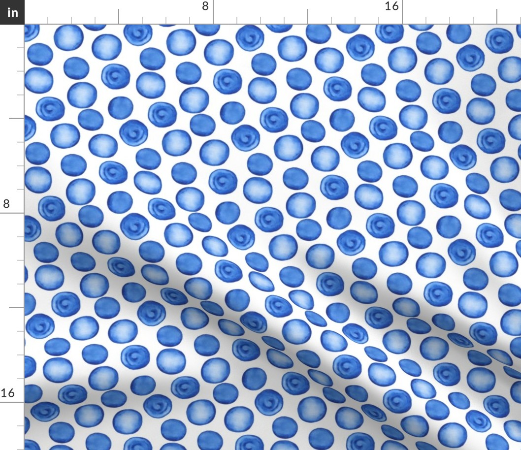 SMALL watercolor blue dots pattern 