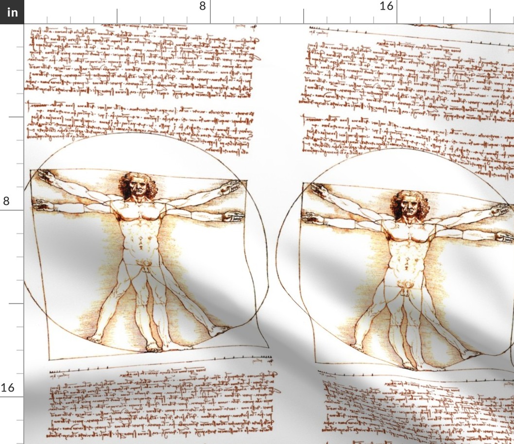 1 uncensored Vitruvian Man Leonardo da Vinci classical Renaissance anatomy anatomical studies portraits ratios sepia antique nude naked architecture nudity circles squares body proportions mathematics art