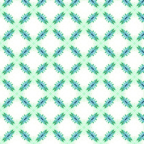 Starry Squares Diagonal Pattern Green White