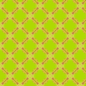 Starry Squares Diagonal Pattern Green Gold