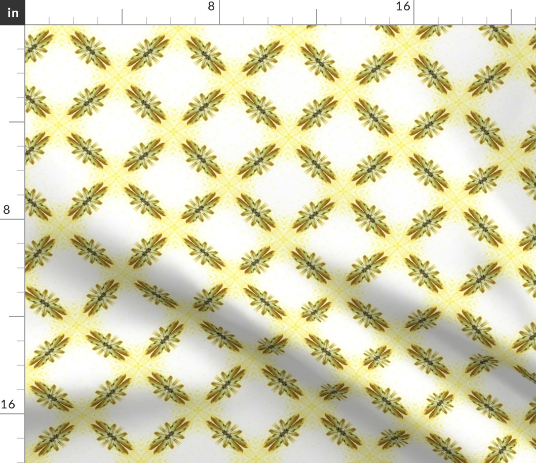 Starry Squares Diagonal Pattern Lt Gold White