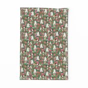 smooth fox terrier floral flowers dog breed fabric green