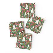 smooth fox terrier floral flowers dog breed fabric green