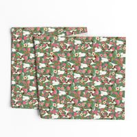 smooth fox terrier floral flowers dog breed fabric green