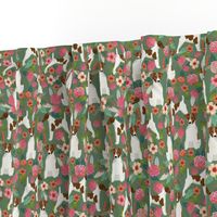 smooth fox terrier floral flowers dog breed fabric green