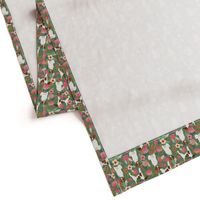 smooth fox terrier floral flowers dog breed fabric green