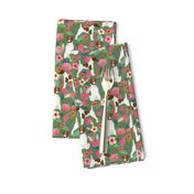 smooth fox terrier floral flowers dog breed fabric green