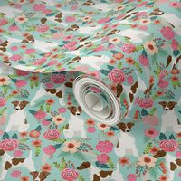 smooth fox terrier floral flowers dog breed fabric mint
