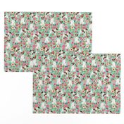 smooth fox terrier floral flowers dog breed fabric mint