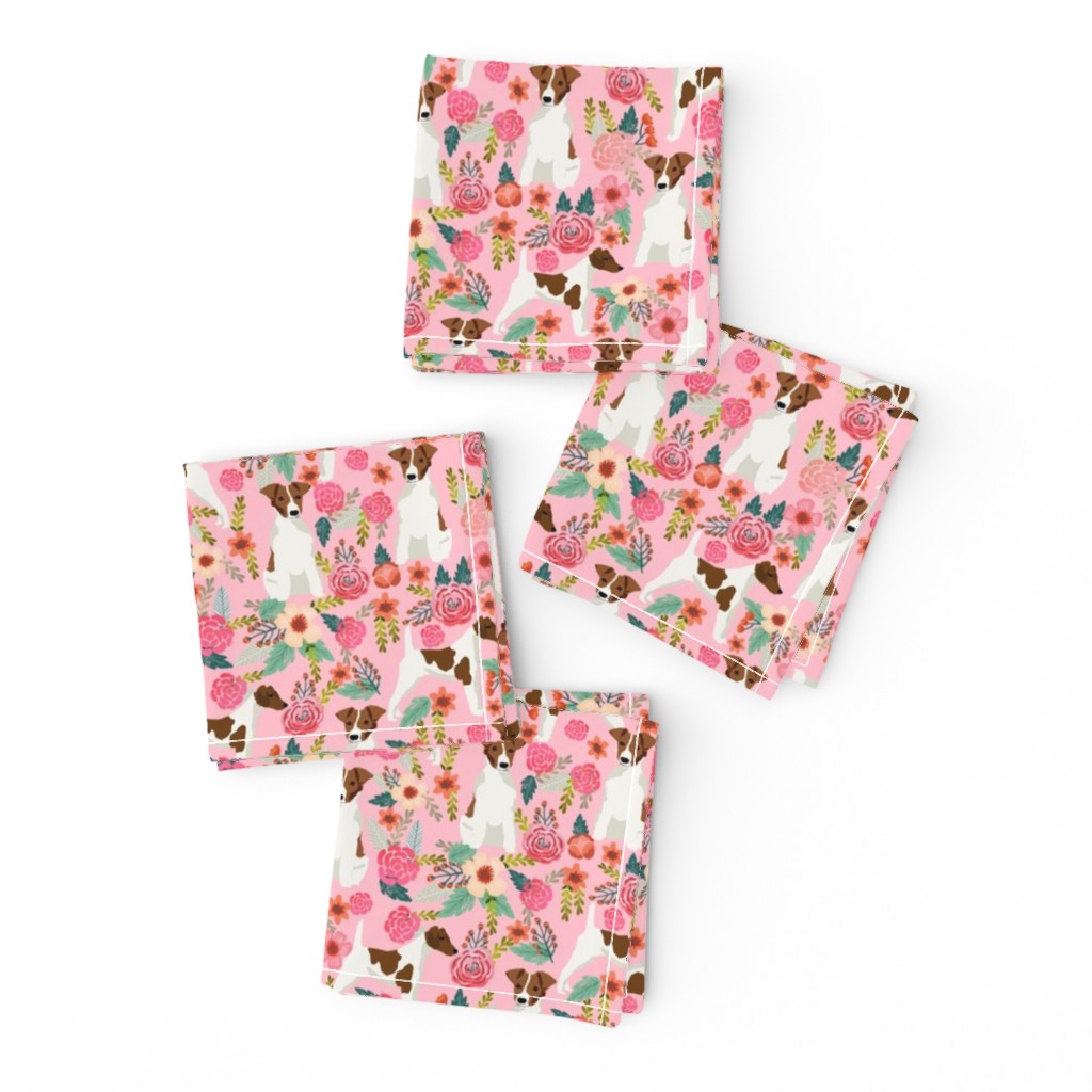 smooth fox terrier floral flowers dog breed fabric pink