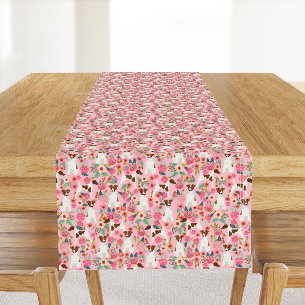 smooth fox terrier floral flowers dog breed fabric pink