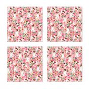 smooth fox terrier floral flowers dog breed fabric pink