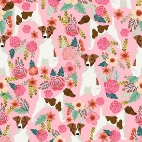 smooth fox terrier floral flowers dog breed fabric pink