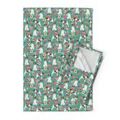smooth fox terrier floral flowers dog breed fabric turquoise