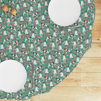 smooth fox terrier floral flowers dog breed fabric turquoise