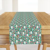 smooth fox terrier floral flowers dog breed fabric turquoise