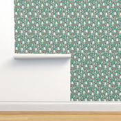 smooth fox terrier floral flowers dog breed fabric turquoise