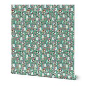 smooth fox terrier floral flowers dog breed fabric turquoise