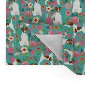 smooth fox terrier floral flowers dog breed fabric turquoise