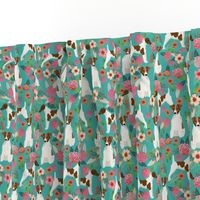 smooth fox terrier floral flowers dog breed fabric turquoise