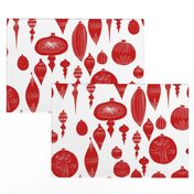 Vintage Red Christmas Ornaments on White