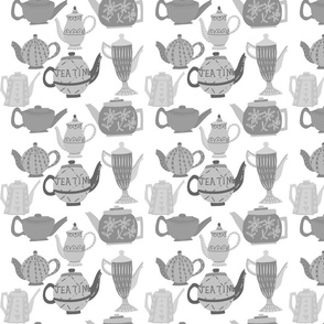 Vintage Teapots for Tea in Shades of Grey