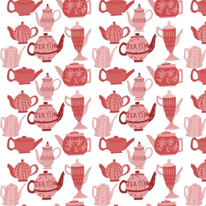 Vintage China Teapots for Tea Time in Pink and Red