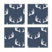 (jumbo scale) antlers on navy linen