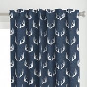 (jumbo scale) antlers on navy linen