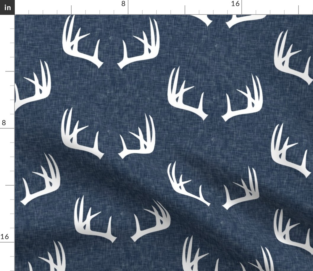 (jumbo scale) antlers on navy linen