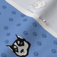 Husky Dog with Paw Prints