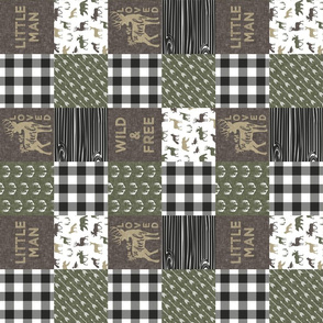 (3" small scale)  Little Man/ Wild & Free woodland patchwork C2 plaid (90)