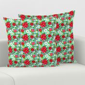 Poinsettia retro floral // red and pink flowers // Poinsettia floral // Red flowers // Holidays // holly