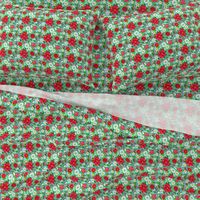 Poinsettia retro floral // red and pink flowers // Poinsettia floral // Red flowers // Holidays // holly