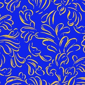 Painted Gold Scroll on Blue