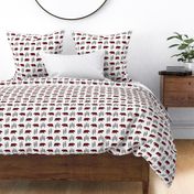 Woodland Bear & Trees  – Red Plaid Bears Buffalo Plaid Check Forest Baby Nursery Bedding