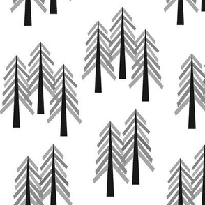 Monochrome Trees - Woodland Forest Tree Grove Black and White GingerLous A