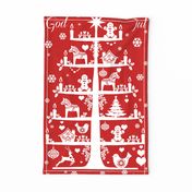 God Jul Tea Towel red