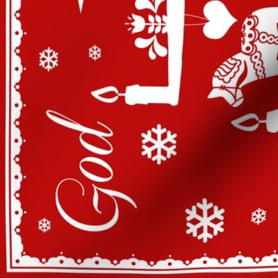 God Jul Tea Towel red