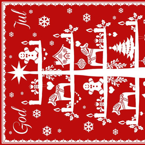 God Jul Tea Towel red