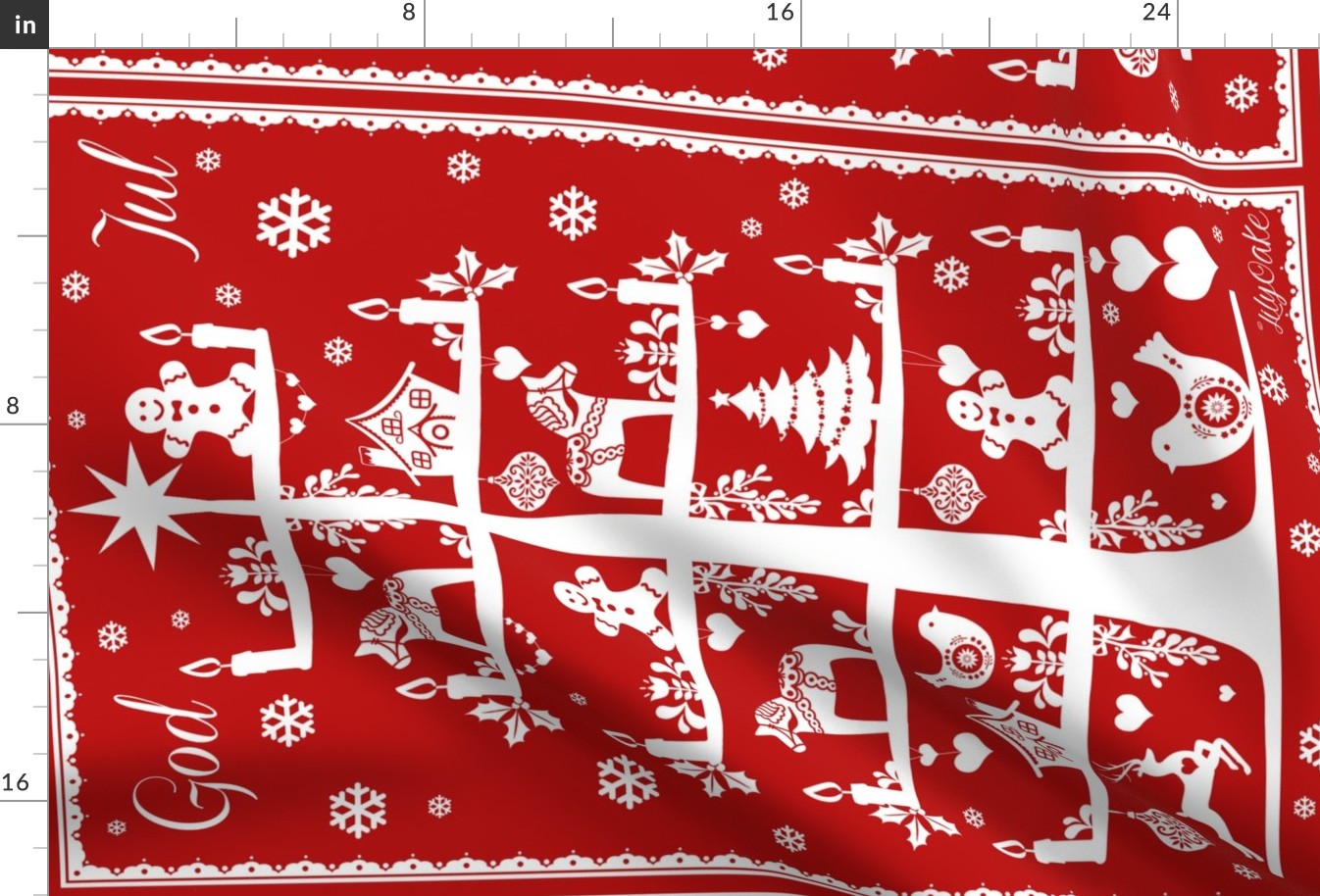 God Jul Tea Towel red