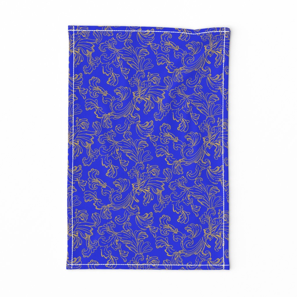  Gold Scroll on Blue