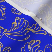  Gold Scroll on Blue