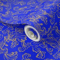  Gold Scroll on Blue