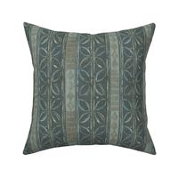 Tribal Leaf Stripe Aqua and Charcoal